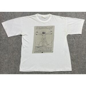 Vintage Leonardo Da Vinci T Shirt White Large Single Stitch